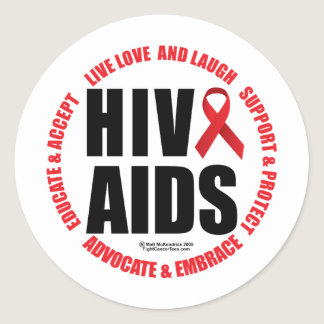 HIV/AIDS Live Love Laugh Classic Round Sticker