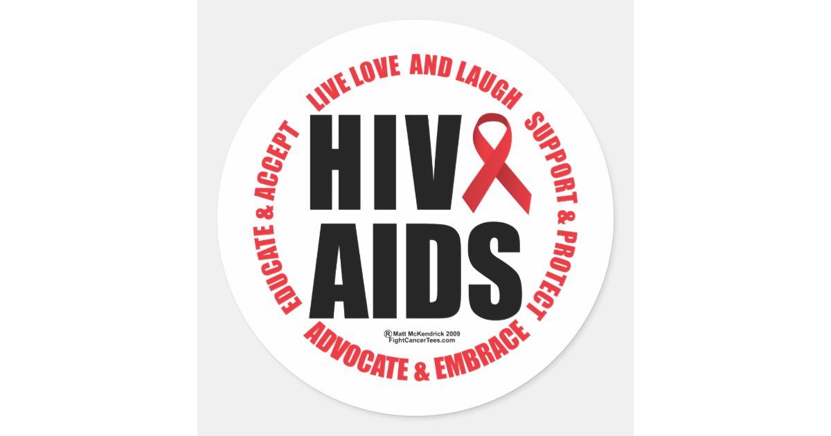 HIV/AIDS Live Love Laugh Classic Round Sticker | Zazzle