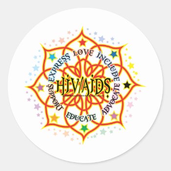 Hiv/aids Lotus Classic Round Sticker by fightcancertees at Zazzle
