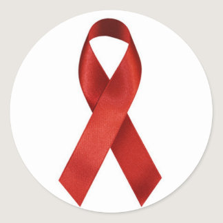 HIV/AIDS Red Ribbon Classic Round Sticker
