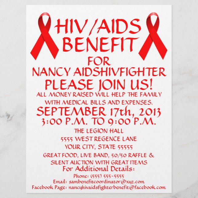 HIV AIDS Ribbon Benefit Flyer (Front)