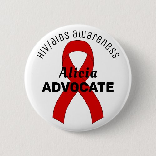 HIVAIDS  Ribbon White Button