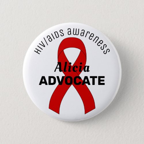 HIV/AIDS  Ribbon White Button