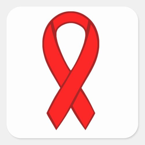HIV and AIDS Red Awareness Ribbon Square Sticker