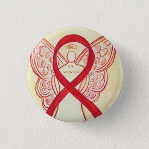 HIV Awareness Ribbon Angel Custom Art Pin