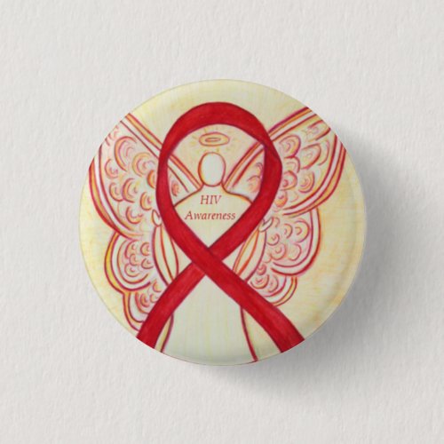 HIV Awareness Ribbon Angel Custom Art Pin