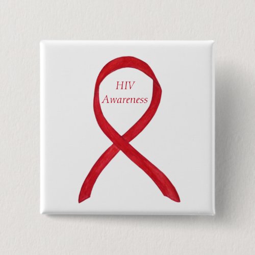 HIV Awareness Ribbon Custom Art Pin