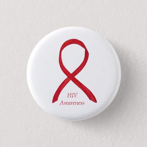 HIV Awareness Ribbon Custom Art Pin