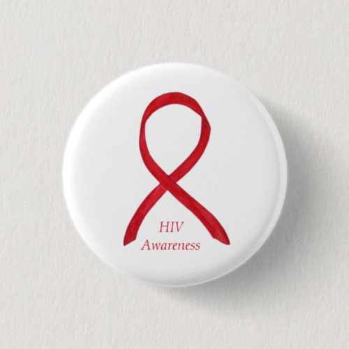 HIV Awareness Ribbon Custom Art Pin