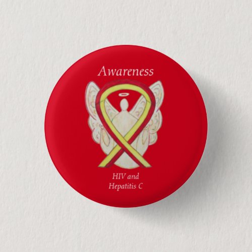 HIV _ Hepatitis C Awareness Angel HCV Ribbon Pins