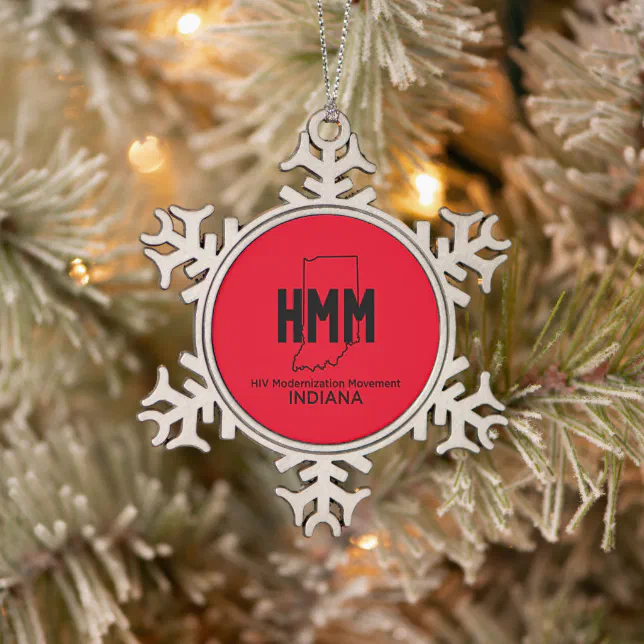 HIV Modernization Movement Indiana Snowflake Pewter Christmas Ornament (Tree)