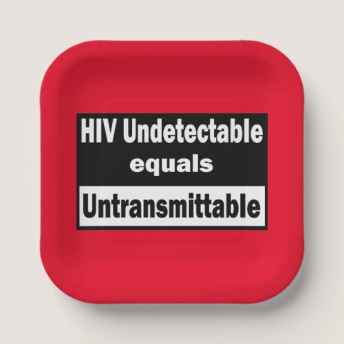 HIV Undetectable equals HIV Untransmittable Paper Plates
