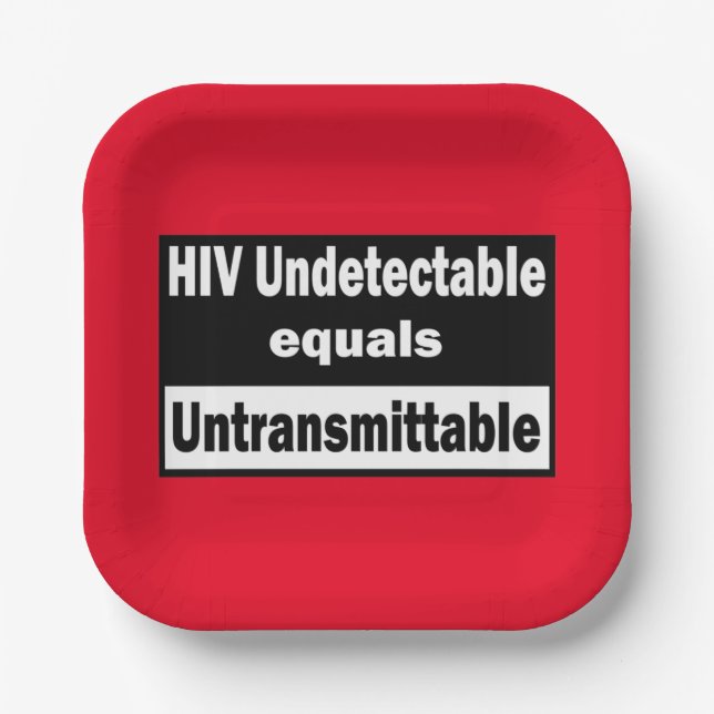 HIV Undetectable equals HIV Untransmittable Paper Plates (Front)