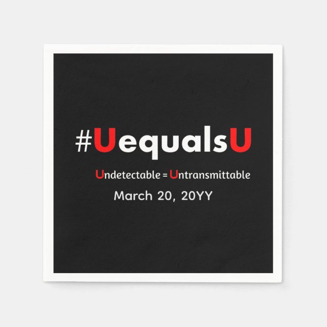 HIV Undetectable Equals Untransmittable - Minimali Napkins (Front)