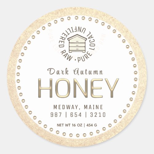Hive Honey Gold 3D Text Raw Local Beehive  Classic Round Sticker