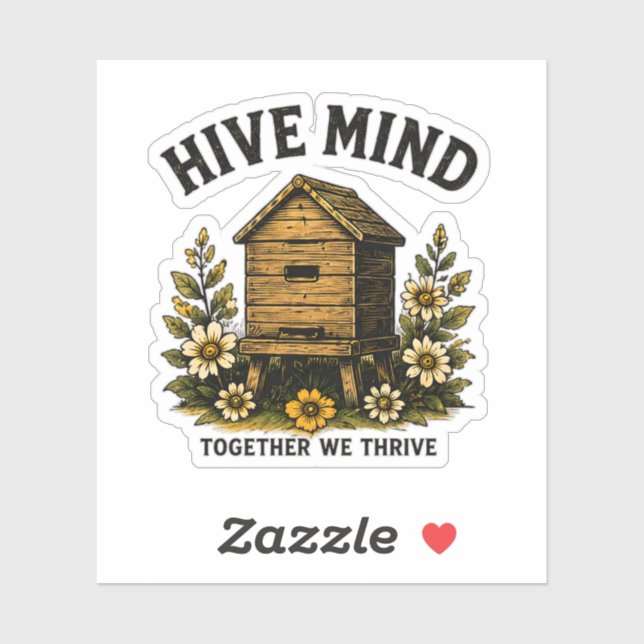 Hive Mind | Vintage Beehive Beekeeping Design Sticker (Sheet)