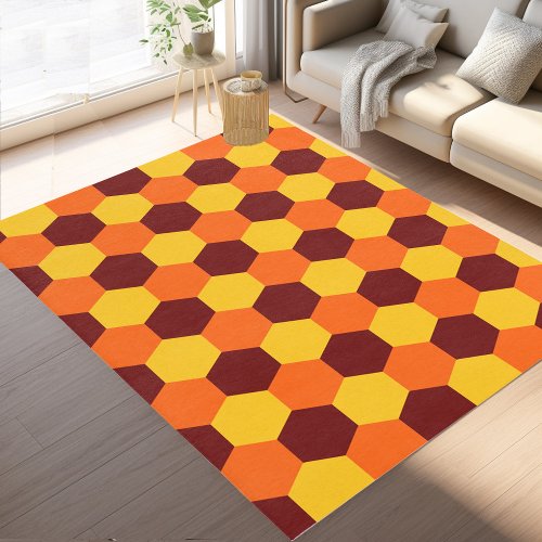 Hive Modern Geometric Hexagonal Orange Yellow Area Rug