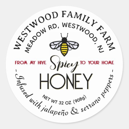 HIVE to HOME Hot Honey Label Bee Spicy Jalapeo