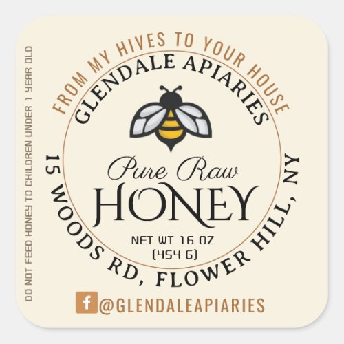 Hives to House Pure Raw Honey Honeybee Sticker    