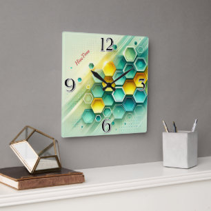 HiveTime Customizable Hexagon Design    Wall Clock