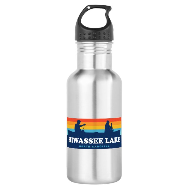Hiwassee Lake North Carolina Canoe Stainless Steel Water Bottle (Front)