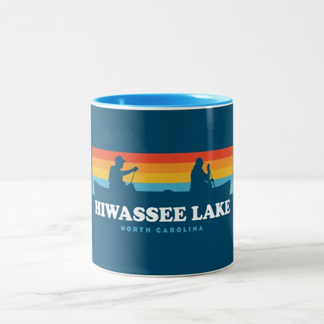 Hiwassee Lake North Carolina Canoe Two-Tone Coffee Mug (Center)