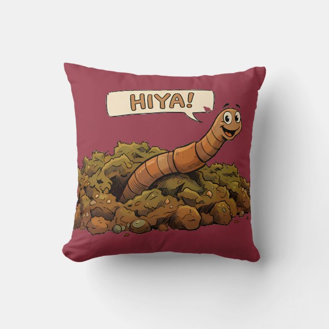 "Hiya!" From Below Throw Pillow (Front)