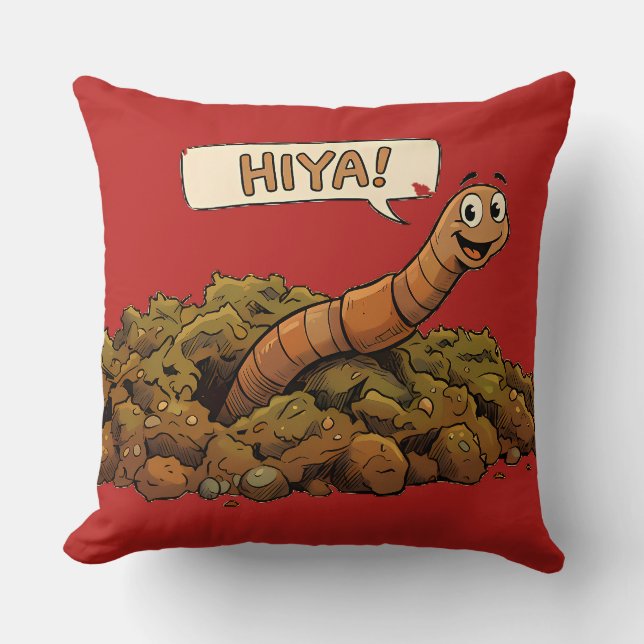 "Hiya!" From Below Throw Pillow (Front)
