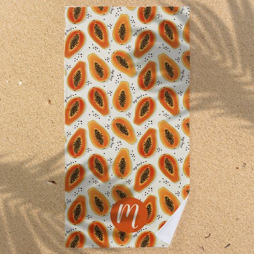 Hiya Papaya Pattern  Beach Towel