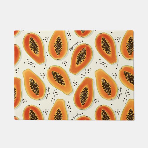 Hiya Papaya Pattern  Doormat