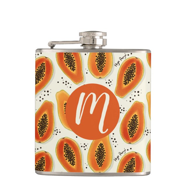 Hiya Papaya Pattern  Flask (Front)