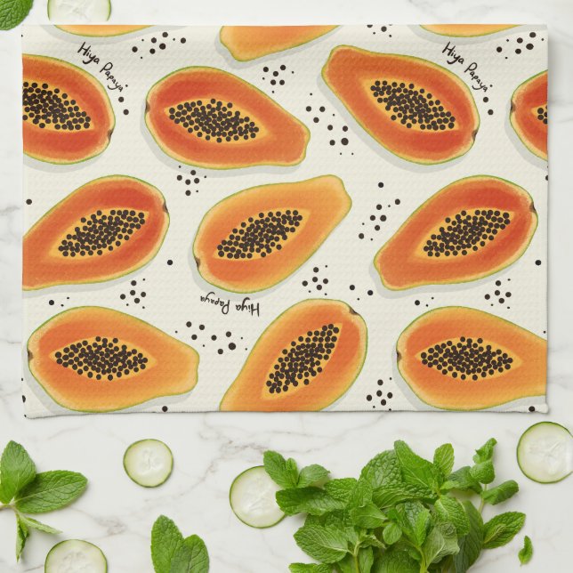 Hiya Papaya Pattern  Kitchen Towel (Folded)