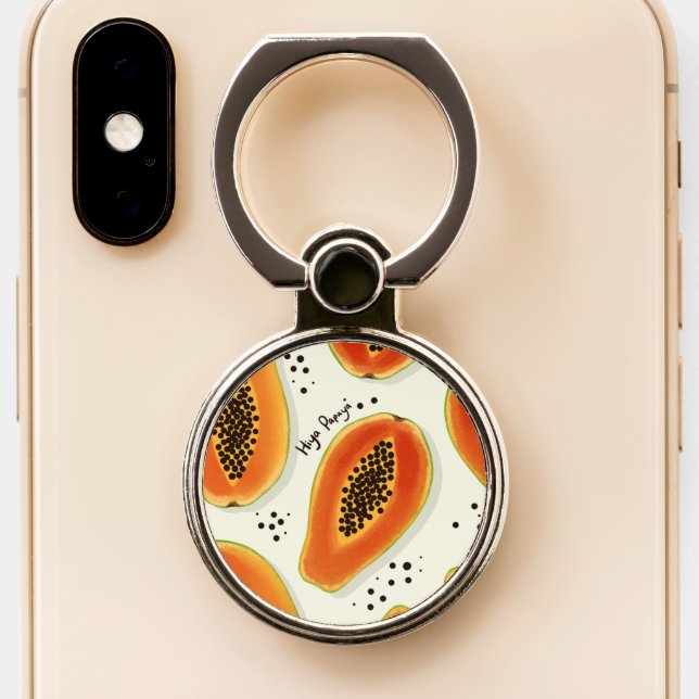 Hiya Papaya Pattern  Phone Ring Stand (Close Up)