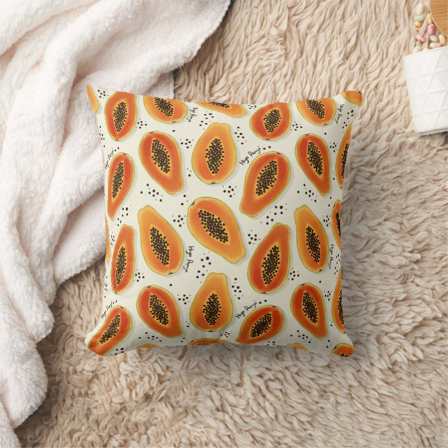 Hiya Papaya Pattern  Throw Pillow (Blanket)