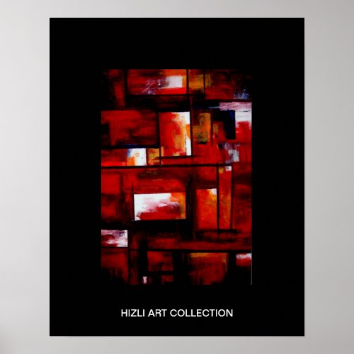 Hizli Art Collection _ Red Colorful Modern Abstrac Poster