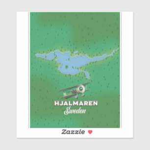 Hjälmaren Sweden map travel poster Sticker