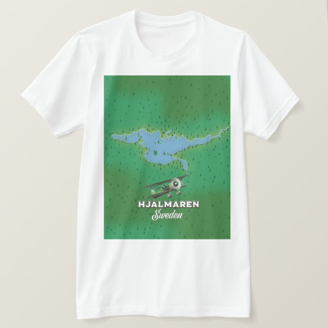 Hjälmaren Sweden map travel poster T-Shirt (Design Front)