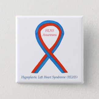 HLHS Awareness Ribbon Customized Art Button Pins
