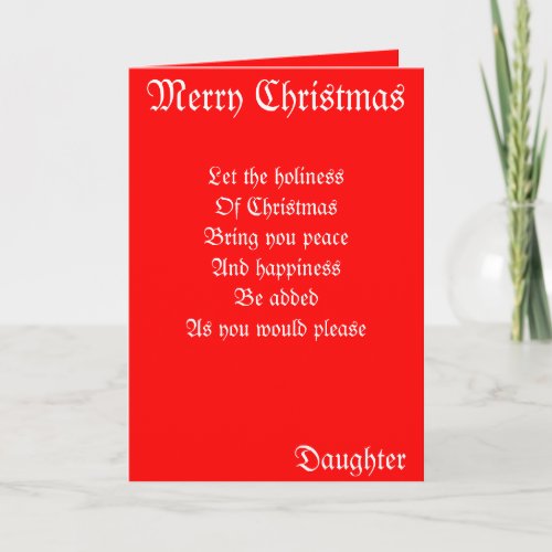 Hloliness of Christmas daughter greeting cards