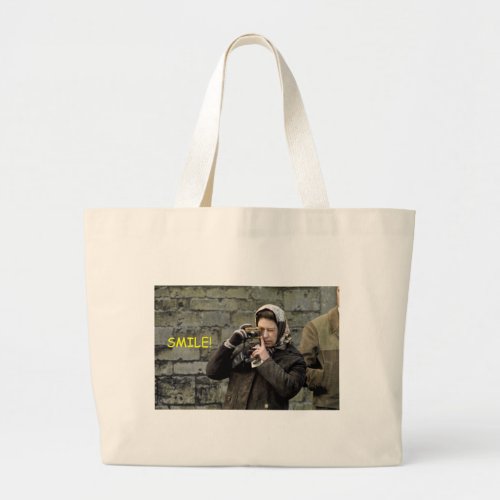 HM Queen Elizabeth Camera Smile Large Tote Bag