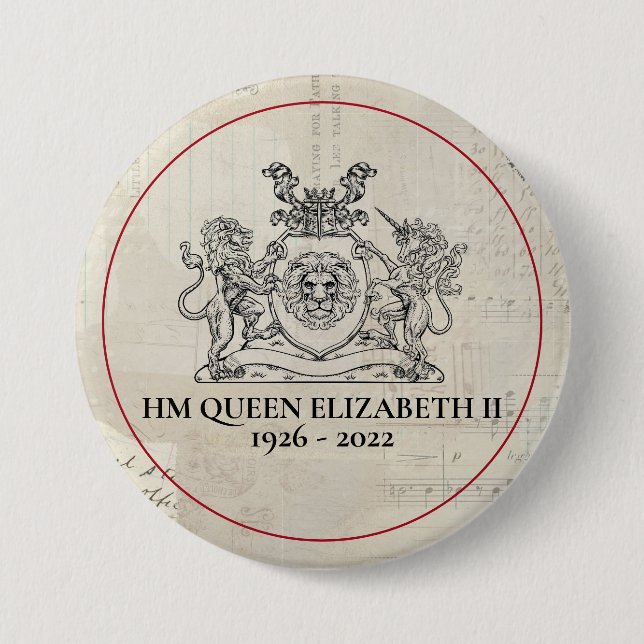 HM Queen Elizabeth II 1926-2022 Button (Front)