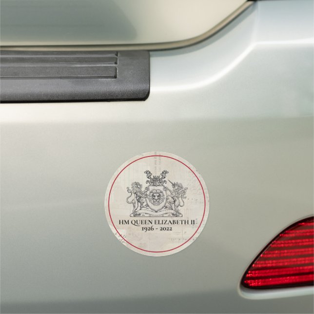 HM Queen Elizabeth II 1926-2022 Round Car Magnet (In Situ)