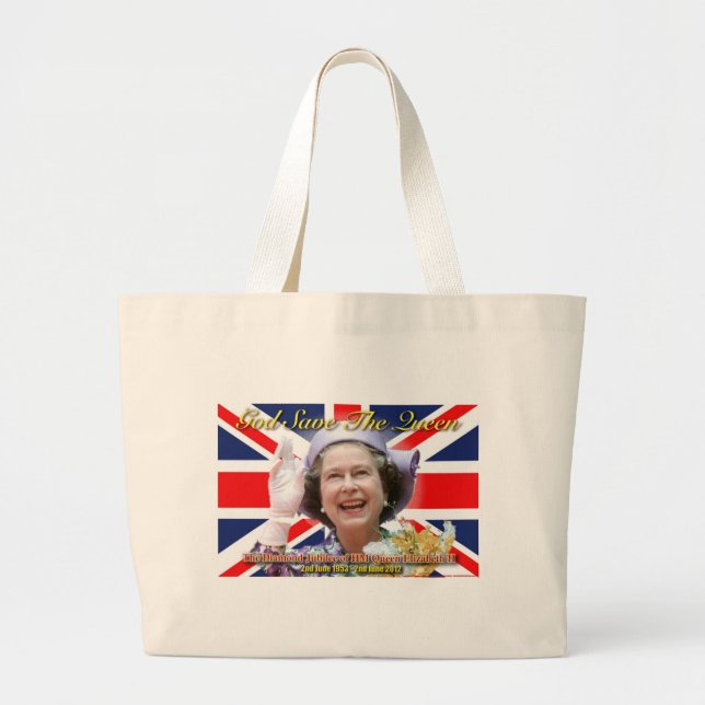 HM Queen Elizabeth II Diamond Jubilee Large Tote Bag (Front)