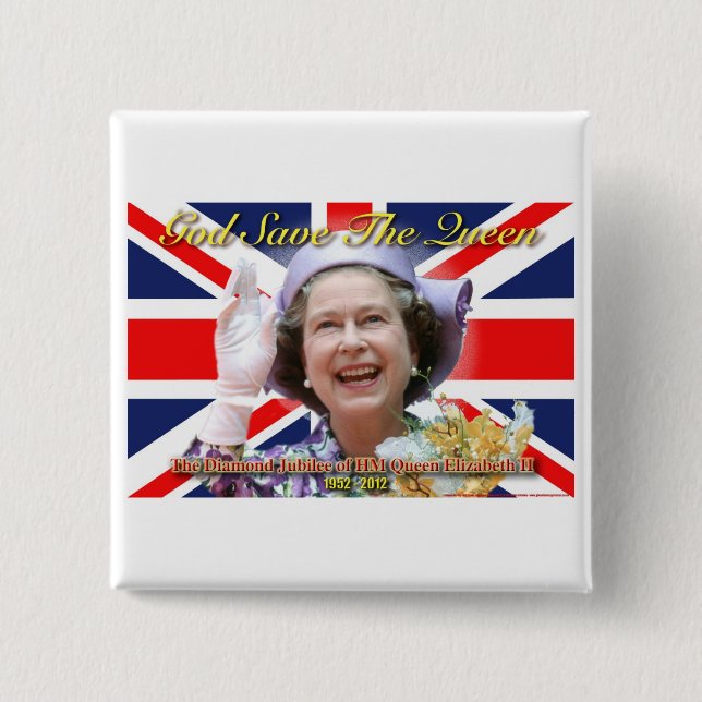 HM Queen Elizabeth II Diamond Jubilee Pinback Button (Front)