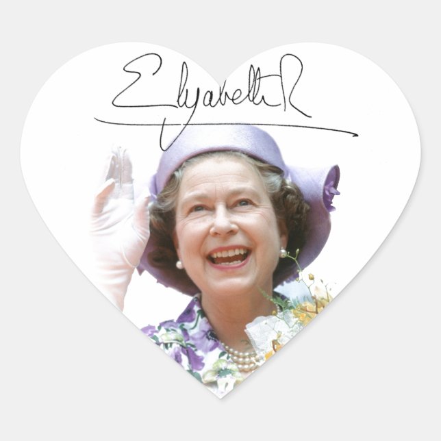 HM Queen Elizabeth II Heart Sticker (Front)
