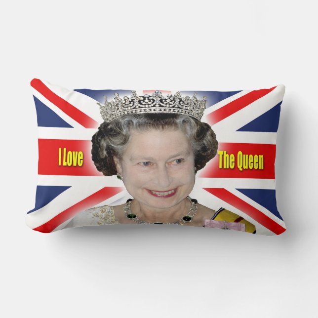 HM Queen Elizabeth II - I Love The Queen Lumbar Pillow (Front)