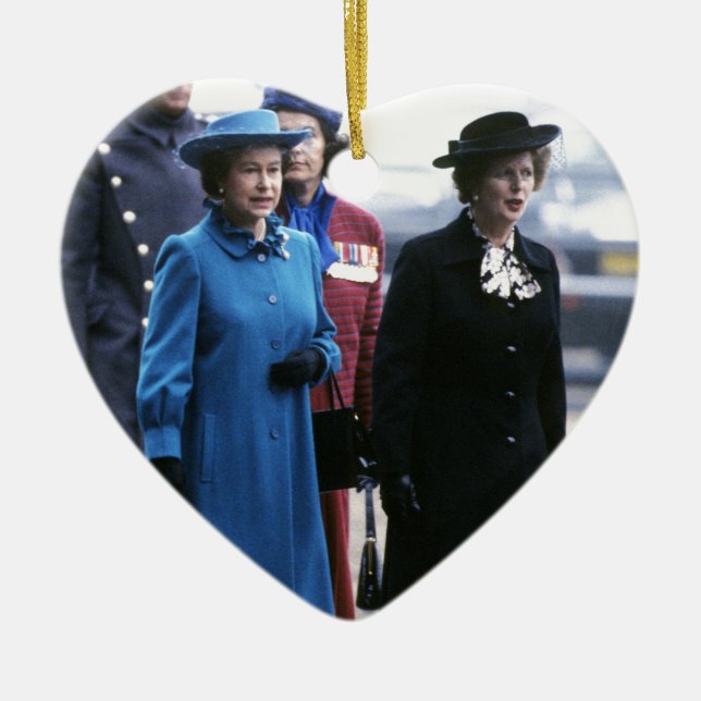 HM Queen Elizabeth II-Margaret Thatcher Ceramic Ornament (Front)