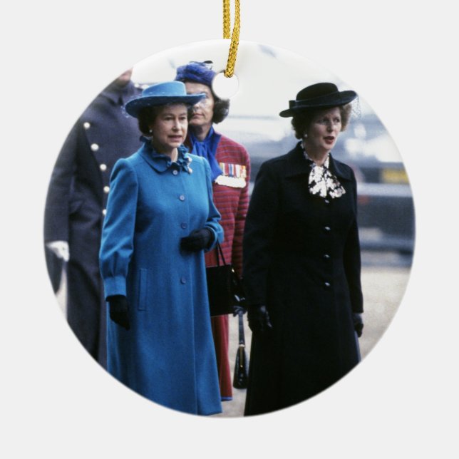 HM Queen Elizabeth II-Margaret Thatcher Ceramic Ornament (Front)