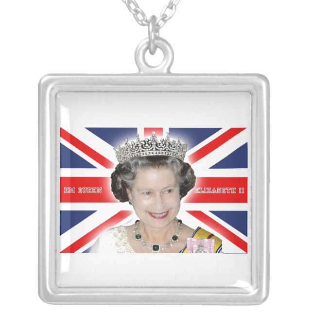 HM Queen Elizabeth II - Pro photo Silver Plated Necklace (Front)