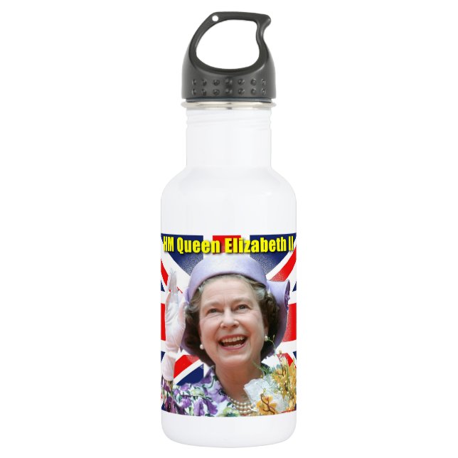 HM Queen Elizabeth II Stainless Steel Water Bottle (Front)